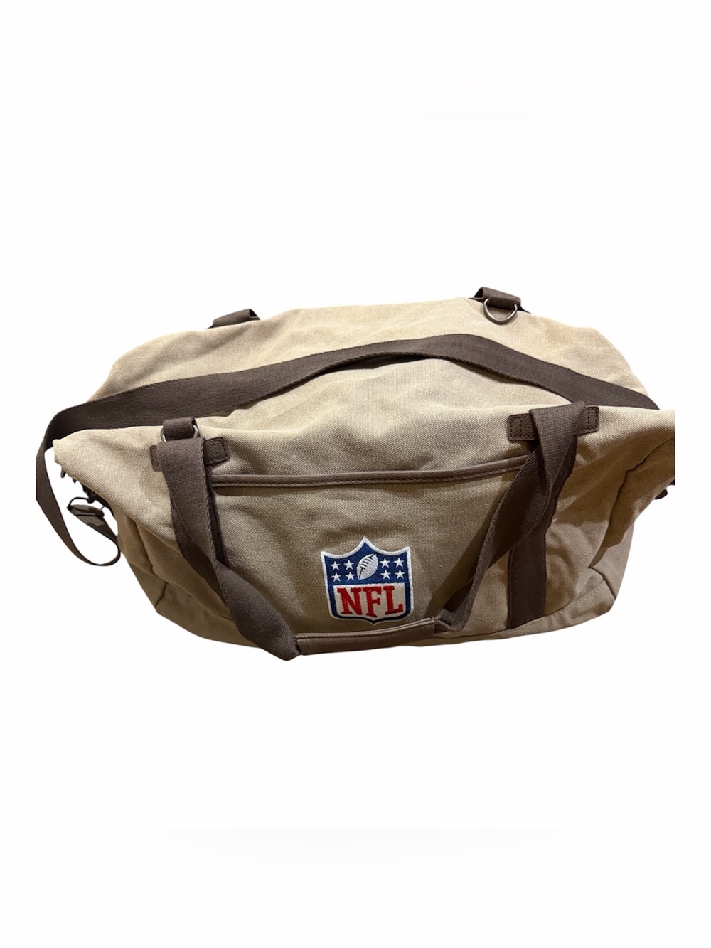 NFL Canvas Duffel Bag Tan Brown Weekender Gym Travel Bag Large